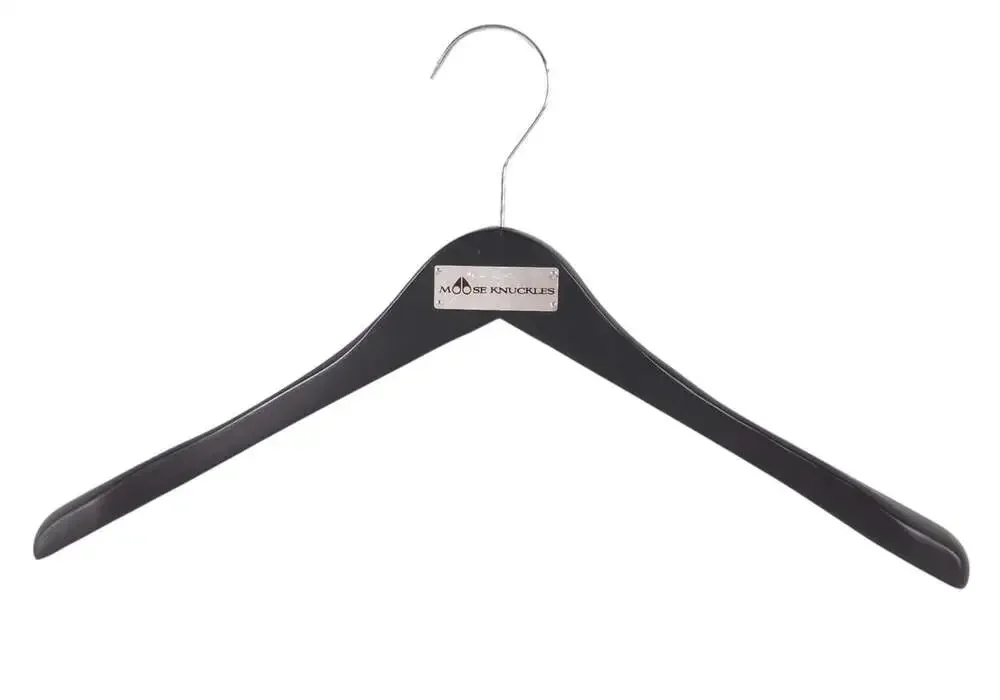 Moose Knuckles Heavy Duty Wooden Coat Hangers Set of 4 Two Sizes Black